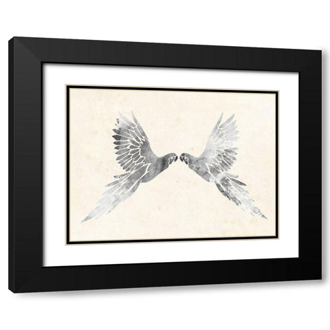Silver Parrot Black Modern Wood Framed Art Print with Double Matting by Grey, Jace