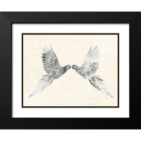 Silver Parrot Black Modern Wood Framed Art Print with Double Matting by Grey, Jace