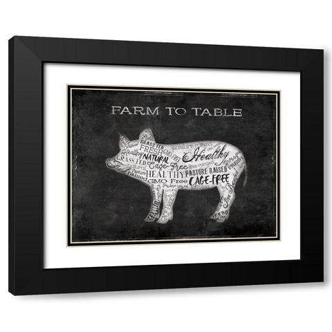 Farm To Table Pig Black Modern Wood Framed Art Print with Double Matting by Grey, Jace
