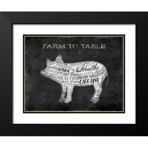 Farm To Table Pig Black Modern Wood Framed Art Print with Double Matting by Grey, Jace