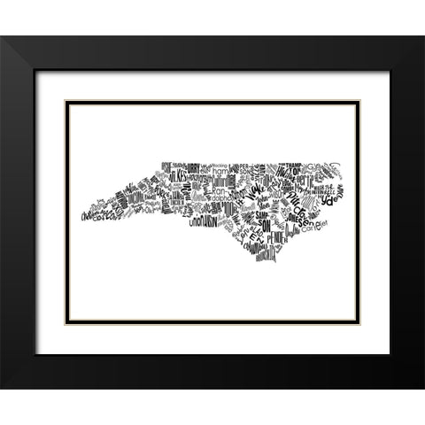 North Carolina Black Modern Wood Framed Art Print with Double Matting by Grey, Jace