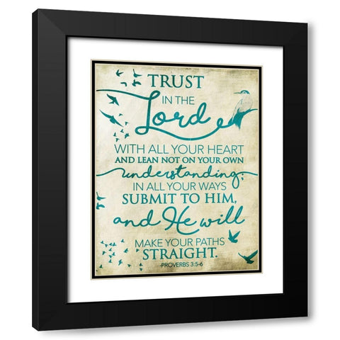 Trust Lord Birds Black Modern Wood Framed Art Print with Double Matting by Grey, Jace