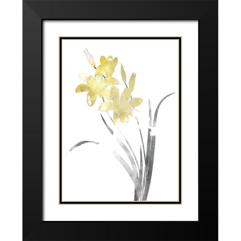 Single Flower Grey Yellow Mate Black Modern Wood Framed Art Print with Double Matting by Grey, Jace