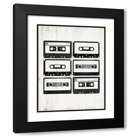 Tapes On Deck Black Modern Wood Framed Art Print with Double Matting by Grey, Jace