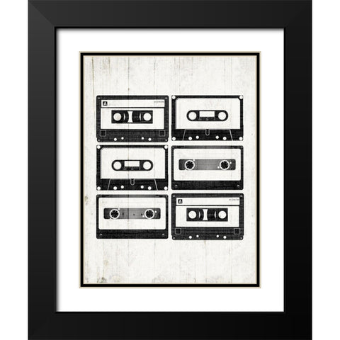 Tapes On Deck Black Modern Wood Framed Art Print with Double Matting by Grey, Jace