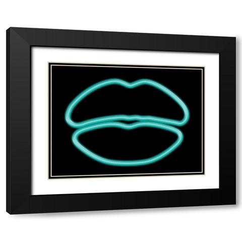 Glow Lips Black Modern Wood Framed Art Print with Double Matting by Grey, Jace