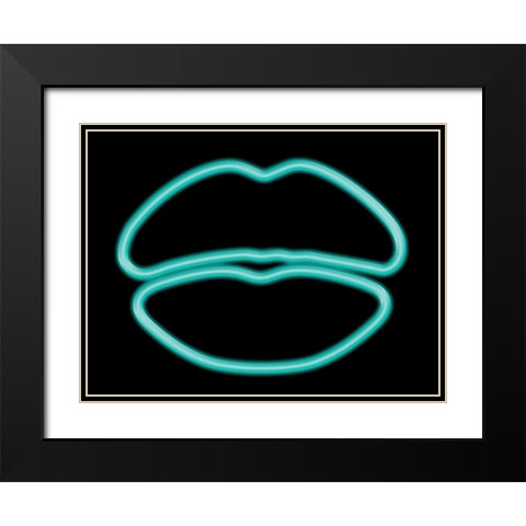 Glow Lips Black Modern Wood Framed Art Print with Double Matting by Grey, Jace