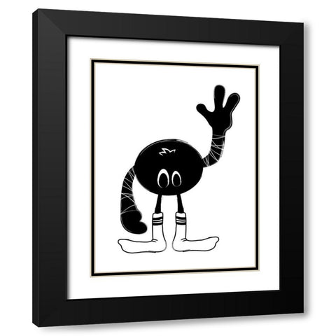 Hello Monster Black Modern Wood Framed Art Print with Double Matting by Grey, Jace