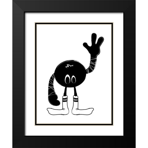 Hello Monster Black Modern Wood Framed Art Print with Double Matting by Grey, Jace