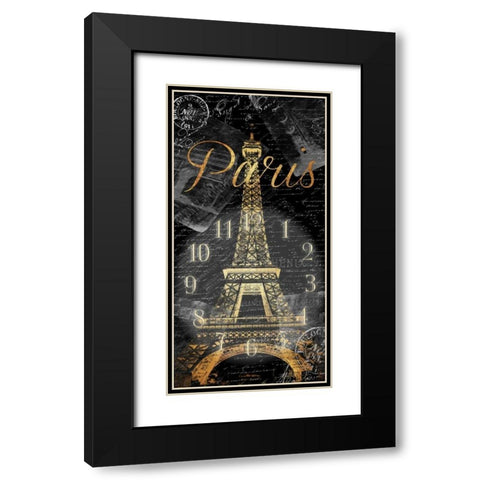 Paris Eiffel Time Black Modern Wood Framed Art Print with Double Matting by Grey, Jace