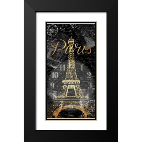 Paris Eiffel Time Black Modern Wood Framed Art Print with Double Matting by Grey, Jace