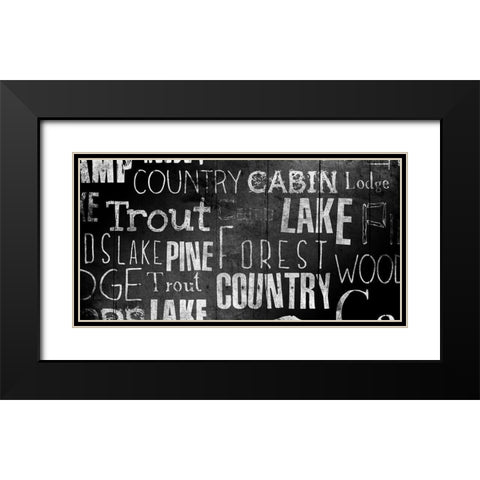 Lodge Words Black Modern Wood Framed Art Print with Double Matting by Grey, Jace