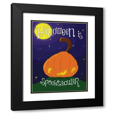 Spooktacular Pumpkin Black Modern Wood Framed Art Print with Double Matting by Grey, Jace