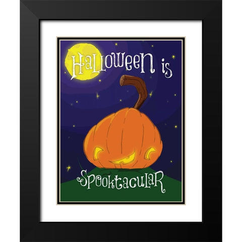 Spooktacular Pumpkin Black Modern Wood Framed Art Print with Double Matting by Grey, Jace