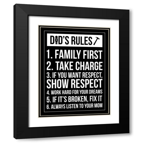 Dad Rules IV Black Modern Wood Framed Art Print with Double Matting by Grey, Jace
