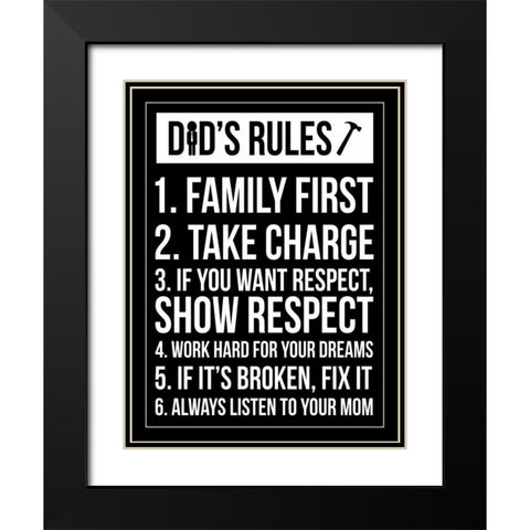 Dad Rules IV Black Modern Wood Framed Art Print with Double Matting by Grey, Jace