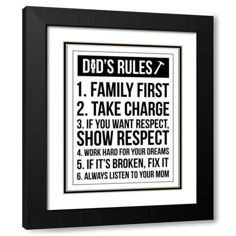 Dad Rules III Black Modern Wood Framed Art Print with Double Matting by Grey, Jace
