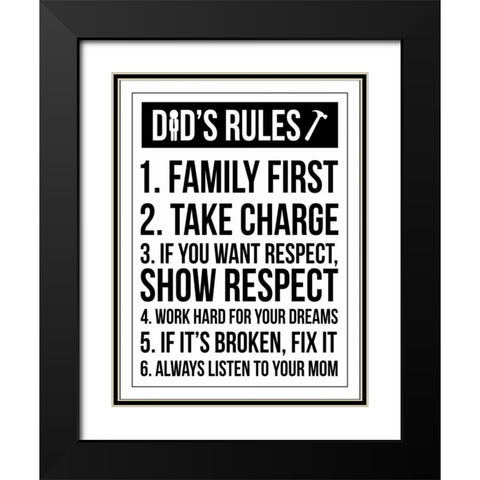 Dad Rules III Black Modern Wood Framed Art Print with Double Matting by Grey, Jace