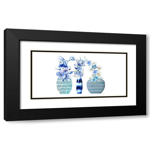 Floral Trio In Vases 2 Black Modern Wood Framed Art Print with Double Matting by Keith, Jesse