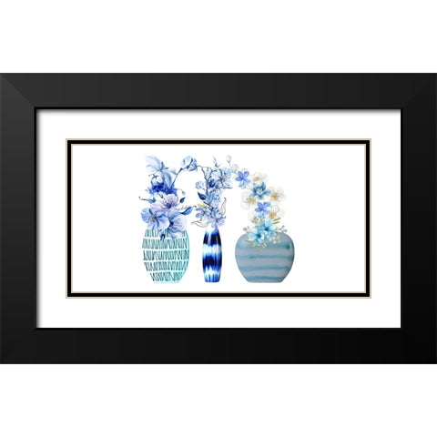 Floral Trio In Vases 2 Black Modern Wood Framed Art Print with Double Matting by Keith, Jesse
