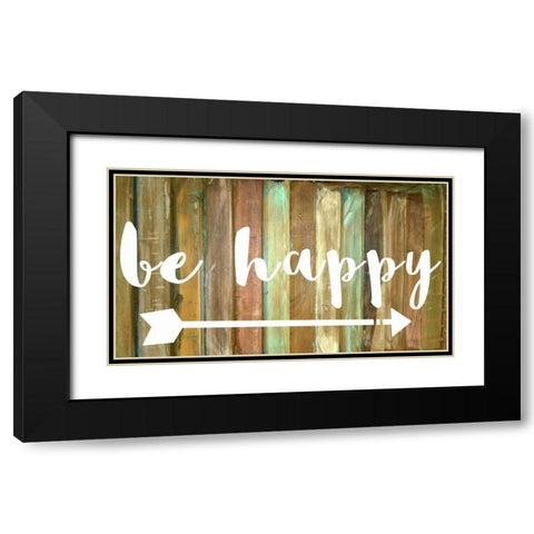 Be Happy Black Modern Wood Framed Art Print with Double Matting by Matic,Jelena