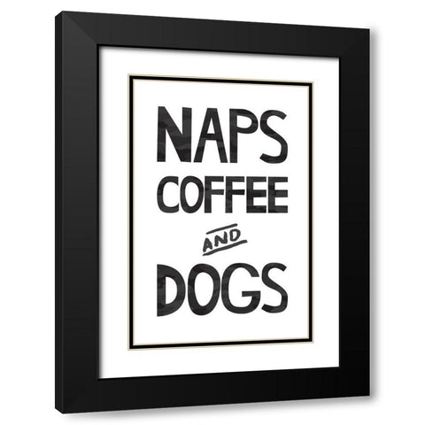 Naps Coffee Dogs 1 Black Modern Wood Framed Art Print with Double Matting by McCully, Jennifer