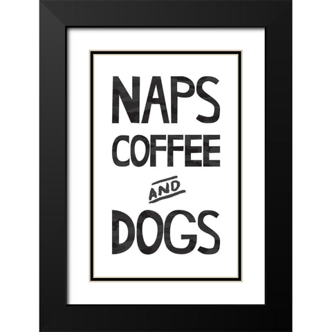 Naps Coffee Dogs 1 Black Modern Wood Framed Art Print with Double Matting by McCully, Jennifer