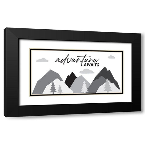 Adventure Awaits Black Modern Wood Framed Art Print with Double Matting by McCully, Jennifer