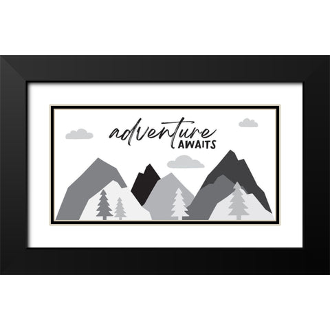 Adventure Awaits Black Modern Wood Framed Art Print with Double Matting by McCully, Jennifer