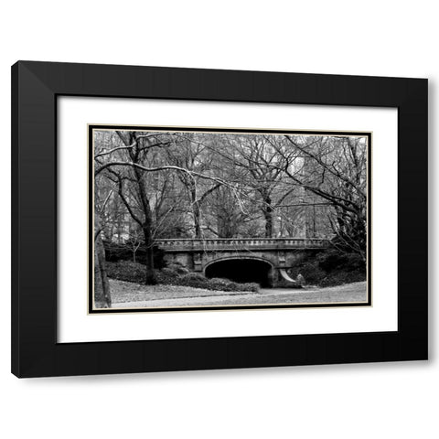 Central Park Bridge 2 Black Modern Wood Framed Art Print with Double Matting by Grey, Jace