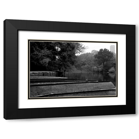 Central Park Row Boats II Black Modern Wood Framed Art Print with Double Matting by Grey, Jace