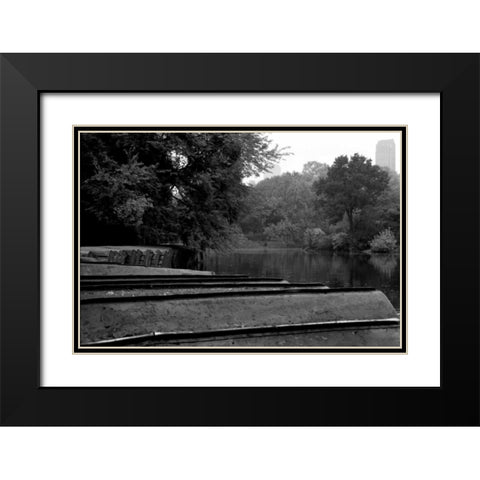 Central Park Row Boats II Black Modern Wood Framed Art Print with Double Matting by Grey, Jace