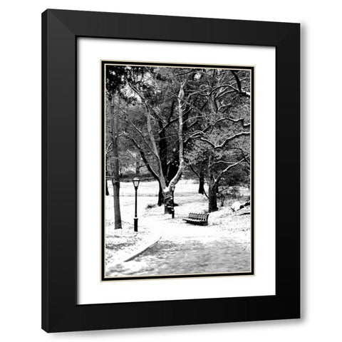 Central Park Snowy Scene Black Modern Wood Framed Art Print with Double Matting by Grey, Jace