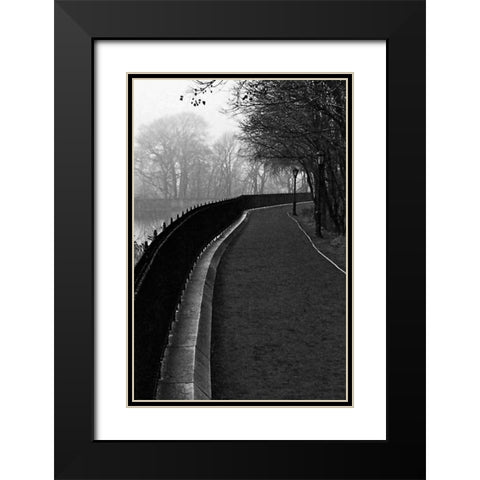 Central Park Endless Path Black Modern Wood Framed Art Print with Double Matting by Grey, Jace