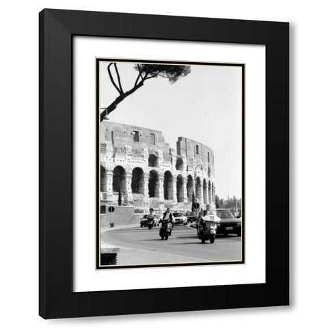 Colessium With Moped Rome Black Modern Wood Framed Art Print with Double Matting by Grey, Jace