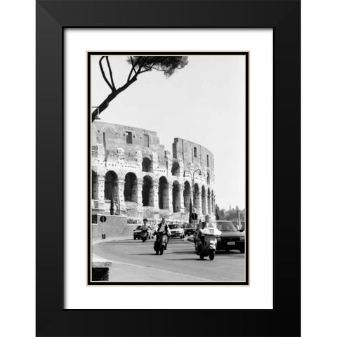 Colessium With Moped Rome Black Modern Wood Framed Art Print with Double Matting by Grey, Jace