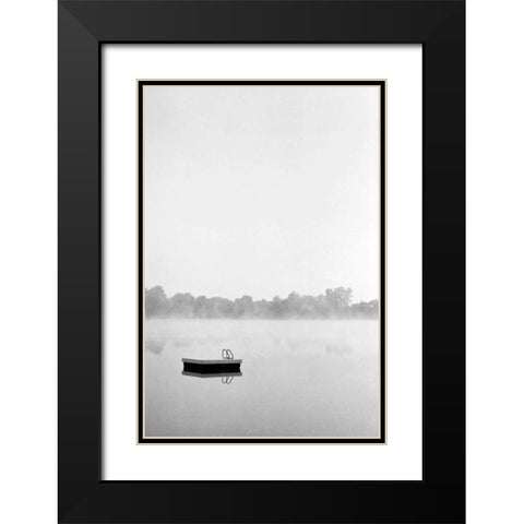 Pretty Lake WI Black Modern Wood Framed Art Print with Double Matting by Grey, Jace