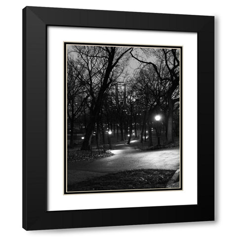 Central Park Night Stroll Black Modern Wood Framed Art Print with Double Matting by Pica, Jeff