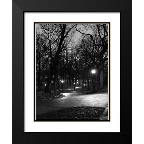 Central Park Night Stroll Black Modern Wood Framed Art Print with Double Matting by Pica, Jeff