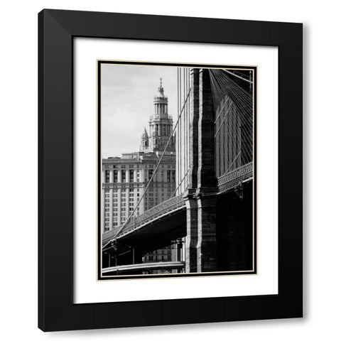 Brooklyn Bridge and Civic Center Black Modern Wood Framed Art Print with Double Matting by Pica, Jeff
