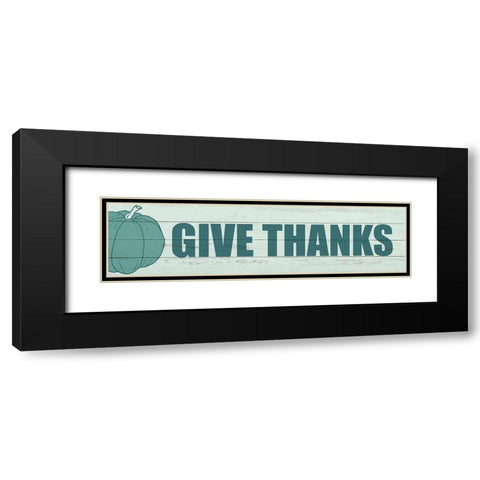 Give Thanks Pumpkin Black Modern Wood Framed Art Print with Double Matting by Kimberly, Allen