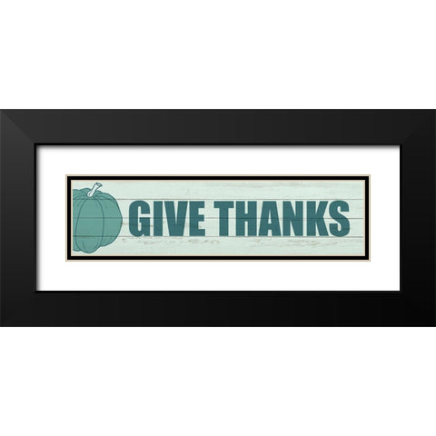 Give Thanks Pumpkin Black Modern Wood Framed Art Print with Double Matting by Kimberly, Allen