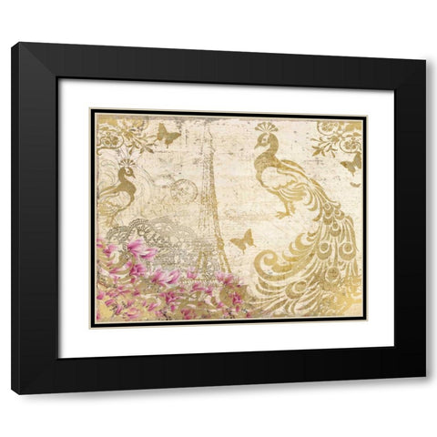 Peacock in Gold Black Modern Wood Framed Art Print with Double Matting by Allen, Kimberly