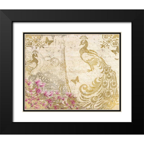 Peacock in Gold Black Modern Wood Framed Art Print with Double Matting by Allen, Kimberly