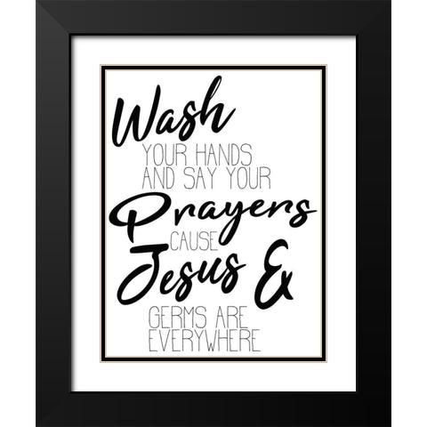 Jesus and Germs Black Modern Wood Framed Art Print with Double Matting by Kimberly, Allen