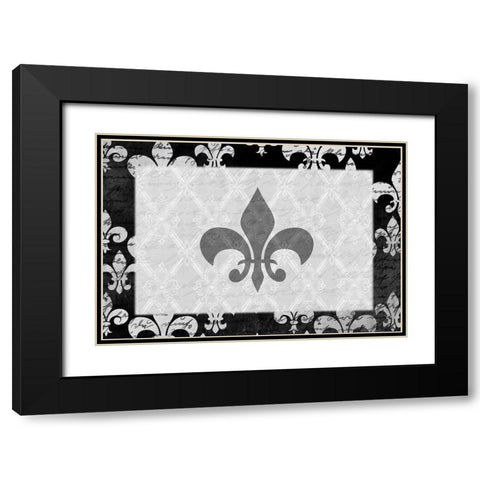 Fleur de Lis Black Modern Wood Framed Art Print with Double Matting by Kimberly, Allen