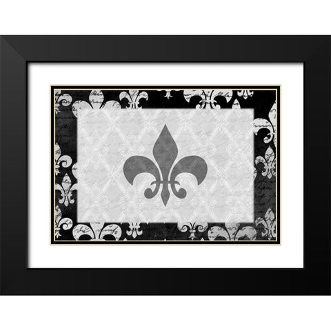 Fleur de Lis Black Modern Wood Framed Art Print with Double Matting by Kimberly, Allen