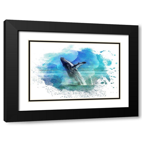 Splash 1 Black Modern Wood Framed Art Print with Double Matting by Kimberly, Allen