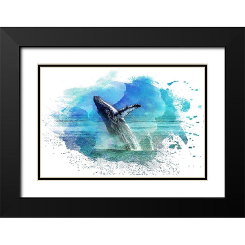 Splash 1 Black Modern Wood Framed Art Print with Double Matting by Kimberly, Allen