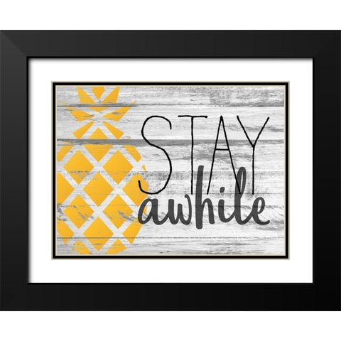 Stay Awhile Black Modern Wood Framed Art Print with Double Matting by Kimberly, Allen